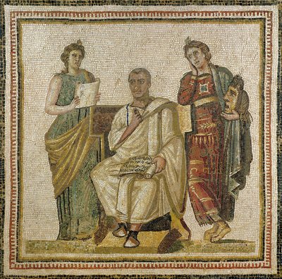 Virgil (70-19 v.Chr.) en de Muzen, uit Sousse (Hadrumetum) door Roman